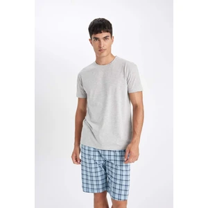 Pijama Takımı Bisiklet Yaka Kısa Kollu Üst Desenli Beli Lastikli Şort Alt D0933AX24AU