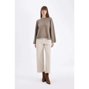 Culotte Gabardin Pantolon Yüksek Bel Basic Düz Cepli Geniş Bol Paça C7535AX24AU