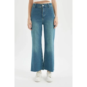 Culotte Yüksek Bel Kısa Geniş Paça Bilek Boy Jean Yıkamalı Pantolon D4328AX24AU
