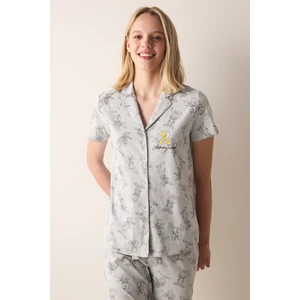 Tweety Açık Gri Gömlek Pantolon Pijama Takımı