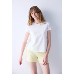 Lemon Açık Sarı Şortlu Pijama Takımı