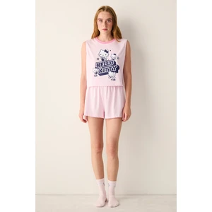 Pamuklu Sanrio Pembe Şortlu Pijama Takımı