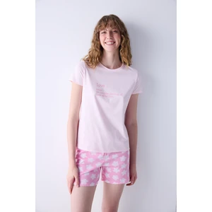 Love Pembe Şortlu Pijama Takımı