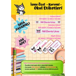 Ceres Studio Okul Etiketi Kalem Defter Kişiye Özel Isim Yazılabilen Etiket 258 Adet Kuromi