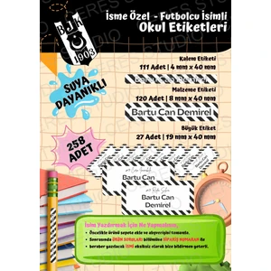 Ceres Studio Okul Etiketi Kalem Defter Kişiye Özel Isim Yazılabilen Etiket 258 Adet Beşiktaş