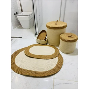 Jüt,hasır,6 Li,banyo Paspas Takımı,bohem Tarzı Banyo Takımı,iskandinav Paspas/sepet