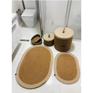 Jüt,hasır,6 Lı,banyo Paspas Takımı,bohem Tarzı Banyo Takımı,iskandinav Paspas/sepet