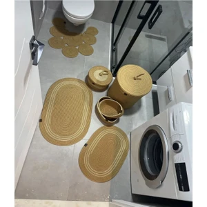 Jüt,hasır,6 Lı,banyo Paspas Takımı,bohem Tarzı Banyo Takımı,iskandinav Paspas/sepet