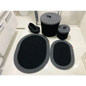 Jüt,hasır,6 Lı,banyo Paspas Takımı,bohem Tarzı Banyo Takımı,iskandinav Paspas/sepet