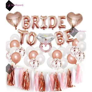 Dolu Dolu Bride To Be Folyo Balon Seti Bekarlığa Veda Bride Partisi Balon Süsleme Rose Gold