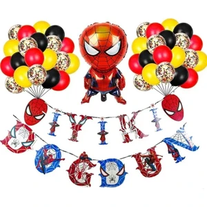 Spiderman Lüks Uzar Yazılı Doğum Günü Süsü Doğum Günü Parti Balon Seti
