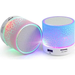 Mini Bluetooth Hoparlör Dayanıklı LED Işıklı Kablosuz Fm Radyo Aux USB Ses Bombası