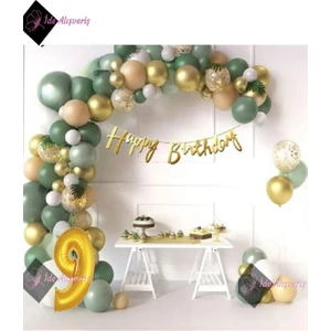 Küf Yeşilli Lüks Yaş Doğum Günü Parti Süsü Balon Seti
