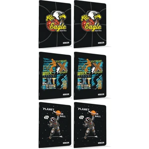Çınar Defter A4 Okul Defteri 60 Yaprak 6 Adet 3 Kareli 3 Çizgili Düz Karton Kapak Black Serisi