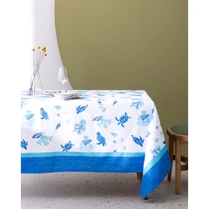 Madame Coco Cornella Masa Örtüsü - 150X150 cm - Mavi/beyaz