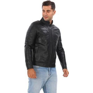 Erkek Puntolu Hakiki Deri Mont - 302