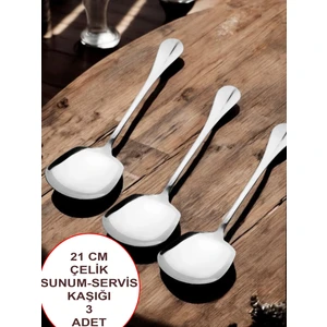 Çelik 21 cm 3 Adet  Servis Kaşığı / Sunum Kaşığı