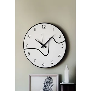Dekoratif Yeni Modern Caph Beyaz - Siyah  Ahşap Duvar Saati 48 cm