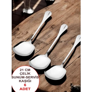Çelik 21 cm 6 Adet  Servis Kaşığı / Sunum Kaşığı