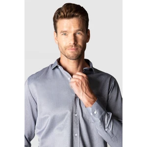 Klasik Fit Uzun Kollu Pamuklu Kolay Ütü Armürlü Erkek Gri Gömlek