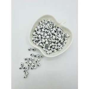 Egem Aksesuar Siyah Yuvarlak/top Harf Boncuk 100 Adet Takı Malzemeleri