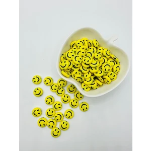 Egem Aksesuar 20 Adet Yassı Sarı Gülenyüz Boncuk