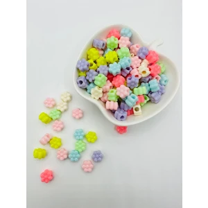 Egem Aksesuar 100 Adet Karışık Renkli Küçük Papatya Figürlü Plastik Boncuk Takı Yapım