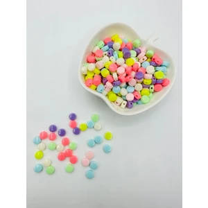 Egem Aksesuar 100 Adet Karışık Renkli Yuvarlak Basık Plastik Boncuk Takı Yapım