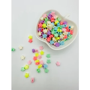 Egem Aksesuar 20 Adet Karışık Renkli Küçük Yıldız Figürlü Plastik Boncuk Takı Yapım