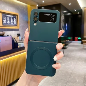 For Samsung Galaxy Z Flip 3 Manyetik Emiş Metalik Boya Cep Telefonu Kılıfları (Yurt Dışından)