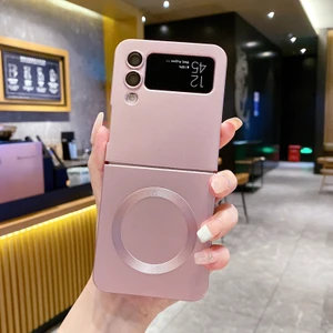 For Samsung Galaxy Z Flip 3 Manyetik Emiş Metalik Boya Cep Telefonu Kılıfları (Yurt Dışından)