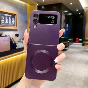 For Samsung Galaxy Z Flip 4 Manyetik Emiş Metalik Boya Cep Telefonu Kılıfları (Yurt Dışından)