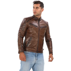Erkek Deri Lastik Detaylı Hakiki Deri Spor Mont