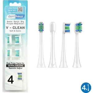 V Clean Sonic Soft Temizlik - Philips Sonicare Uyumlu 4 Adet Yedek Başlık