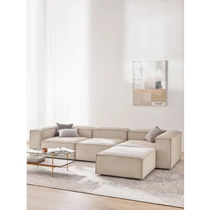 S Home Design Concept Frida Modüler Köşe Koltuk Takımı 4 Modül Pofidik Köşe Fitilli, Kırık Beyaz