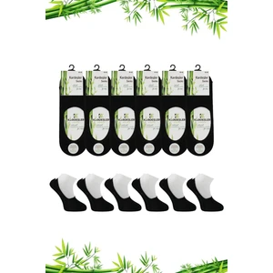 Kardeşler Çorap Bambu Erkek Babet Siyah Çorap Dikişsiz Görünmez Kaydırmaz Topuk Silikonlu 6'lı Paket