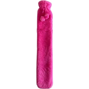 Sıcak Su Torbası Boyun ve Omuz Icın  Uzun Peluş Pembe Ponponlu 2lt Termofor 75X13CM