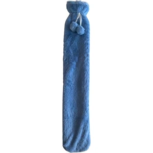 Sıcak Su Torbası Boyun ve Omuz Icın  Uzun Peluş Mavi Ponponlu 2lt Termofor 75X13CM