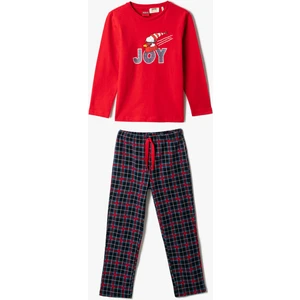 Kışlık Pijama Takımı Snoopy Baskılı Lisanslı 2 Parça