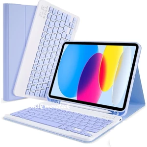 M.TK Moveteck Samsung Galaxy Tab S6 Lite SM-P610 Uyumlu Tablet Klavyeli Kılıf Bluetooth Renkli Klavyeli Kalem Bölmeli