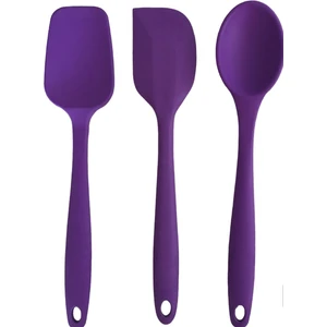 Pink Rose Bybirgül Büyük Boy Yanmaz Yapışmaz Silikon Spatula Kaşık Hamur Sıyırıcı Spatula Mor  (3lü Set)