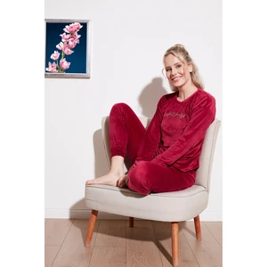 Regular Fit Yumuşak Dokulu Kadife Pijama Takımı Bayan Pijama Takımı 6094200W4