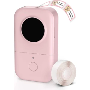 D30 Etiket Makinesi Kablosuz Taşınabilir Termal Bluetooth - USB Şarjlı Pembe