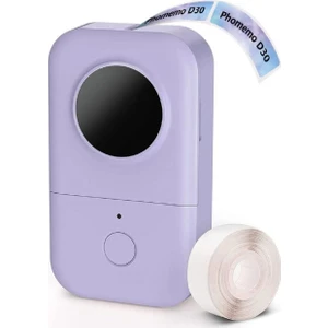 D30 Etiket Makinesi Kablosuz Taşınabilir Termal Bluetooth - USB Şarjlı Mor
