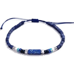Funny Takı Hematit Varisit ve Dikdörtgen Lapis Lazuli Doğaltaşlı Küp Miyuki Unisex Bileklik