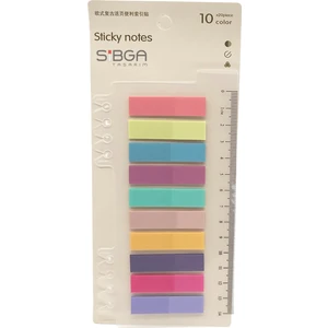 Sibga Tasarım Şeffaf Renkli Kitap Ayracı 200 Yaprak 10 Renkli Plastik Yapışkanlı