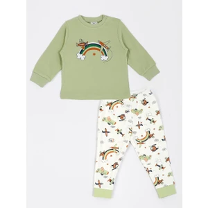 Luggi Baby Bisiklet Yaka Uzun Kollu Baskılı Erkek Çocuk Pijama Takımı