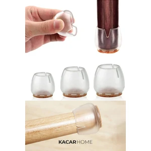 4 Adet 2,1cm-2,5cm Arası Şeffaf Silikon Sandalye Pabucu Masa Sandalye Zemin Koruyucu Sessiz Tip
