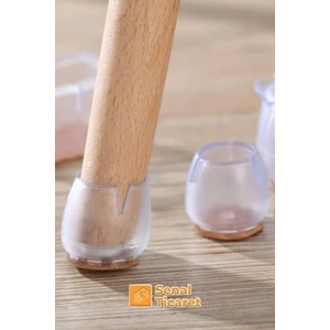 12 Adet 2,5cm-3,2cm Arası Şeffaf Silikon Sandalye Pabucu Masa Sandalye Zemin Koruyucu Sessiz Tip