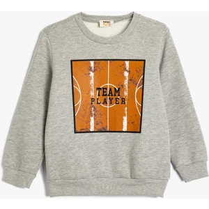 Sweatshirt Basketbol Baskı Detaylı Uzun Kollu Bisiklet Yaka